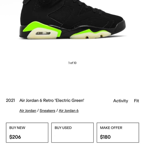Air Jordan 6 Retro Electric Green Black - Picture 1 of 4